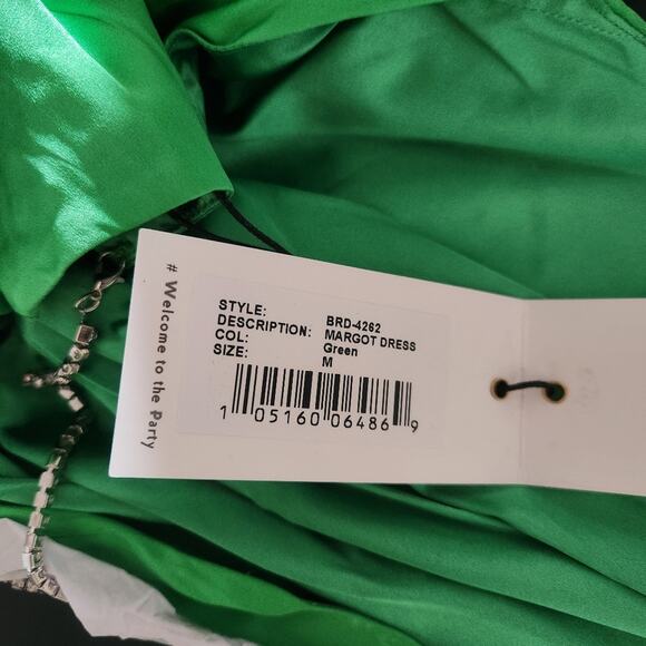Retrofete Margot Dress Green Size Medium Silk Blend Open Back NWT - Picture 12 of 14